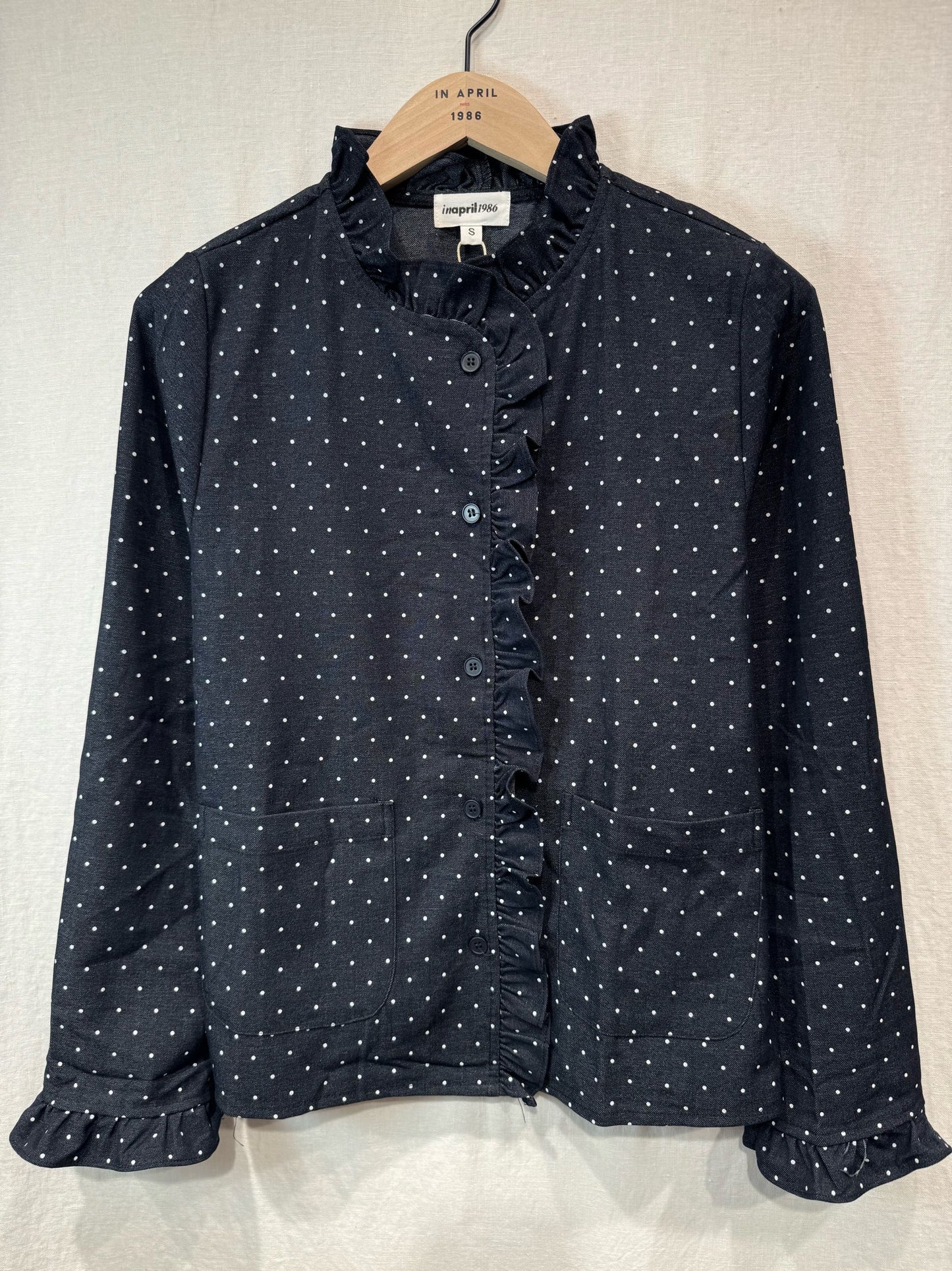 Navy Polka Dot Frill Jacket