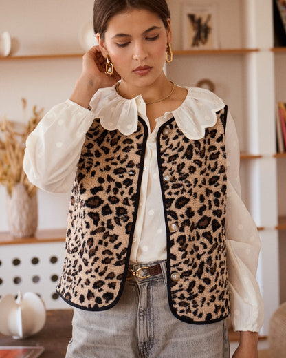 Leopard Teddy Fleece Gilet