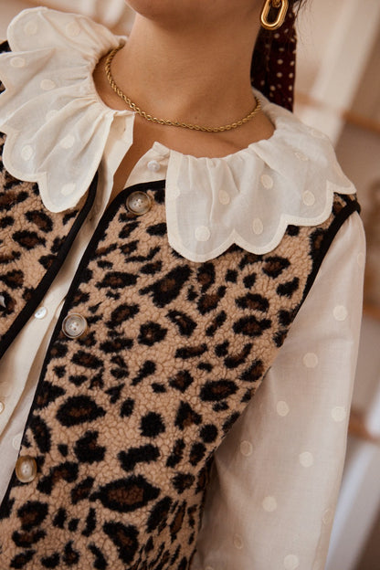 Leopard Teddy Fleece Gilet