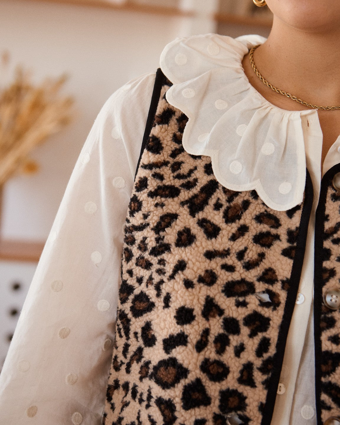 Leopard Teddy Fleece Gilet