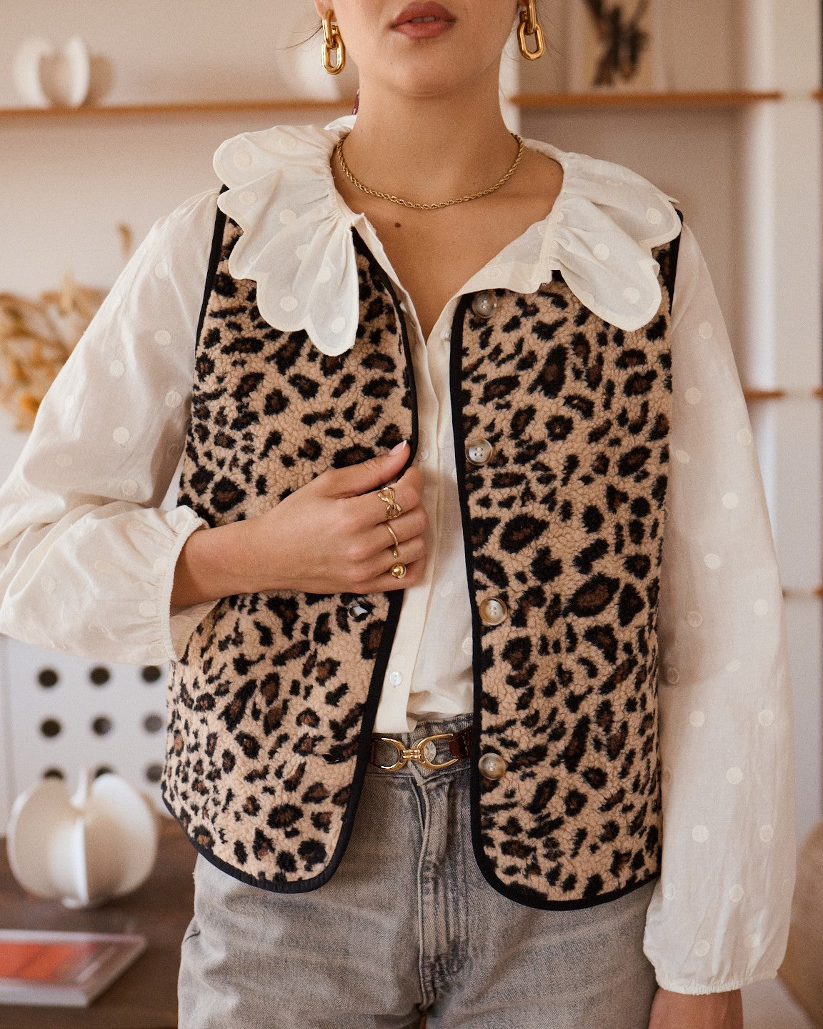 Leopard Teddy Fleece Gilet