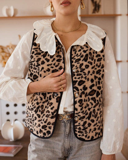 Leopard Teddy Fleece Gilet