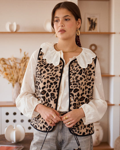 Leopard Teddy Fleece Gilet