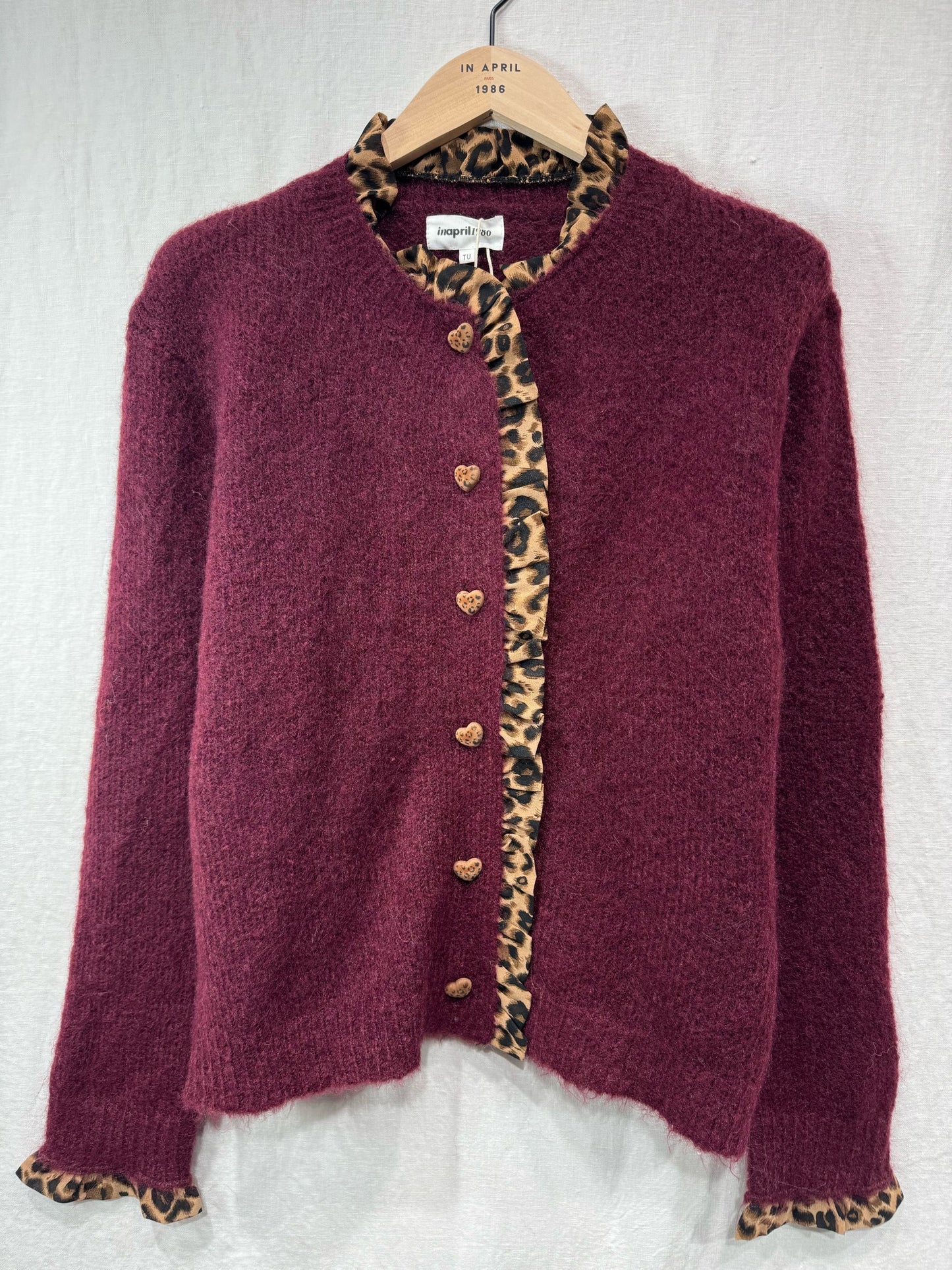 NEW Chocolate Leopard Trim Crew Neck Cardigan - PRE-ORDER