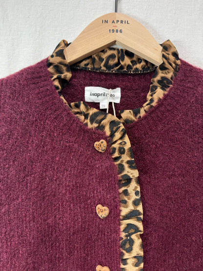 NEW Chocolate Leopard Trim Crew Neck Cardigan - PRE-ORDER