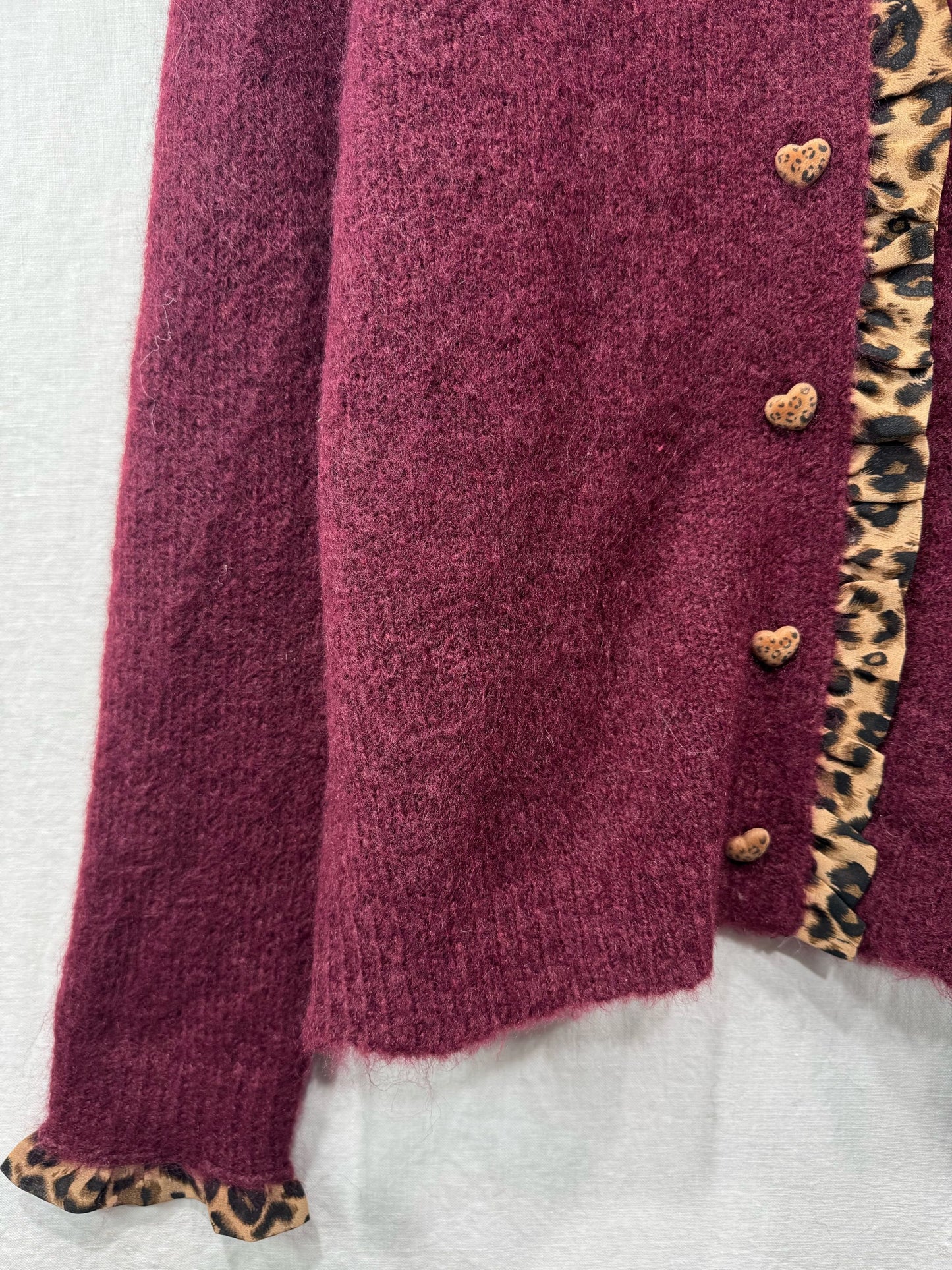 NEW Chocolate Leopard Trim Crew Neck Cardigan - PRE-ORDER