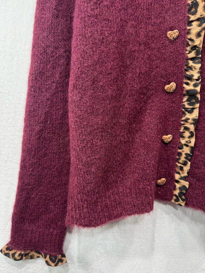 NEW Chocolate Leopard Trim Crew Neck Cardigan - PRE-ORDER