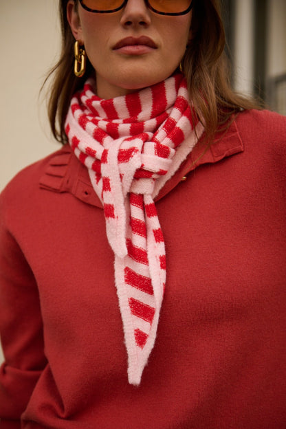 Burgundy/Pink Striped Triangle Neck Scarf