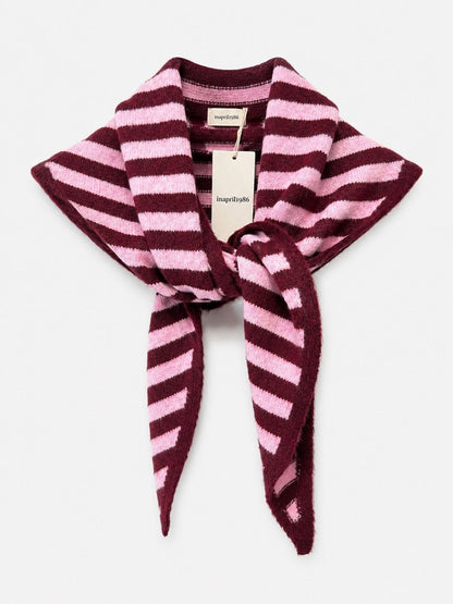 Pink/Red Striped Fingerless Gloves