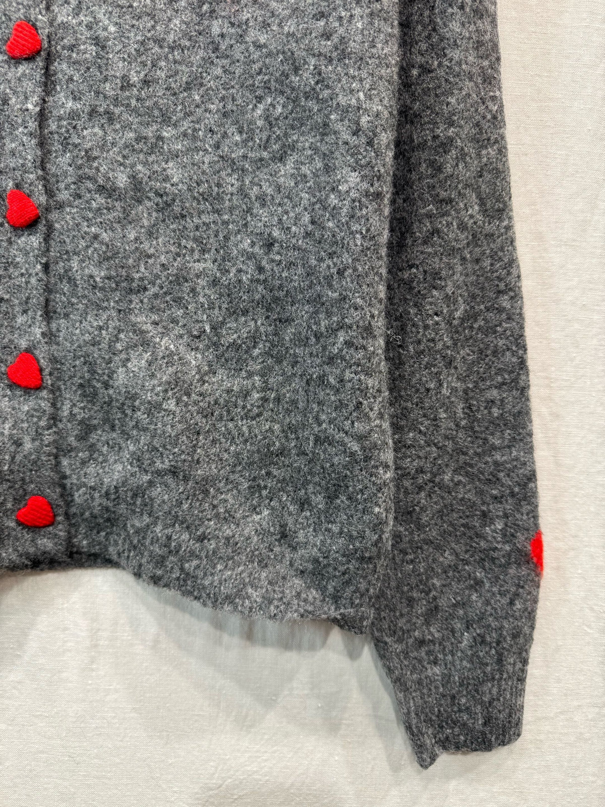 Grey/Red ❤️ Heart Button Cardigan