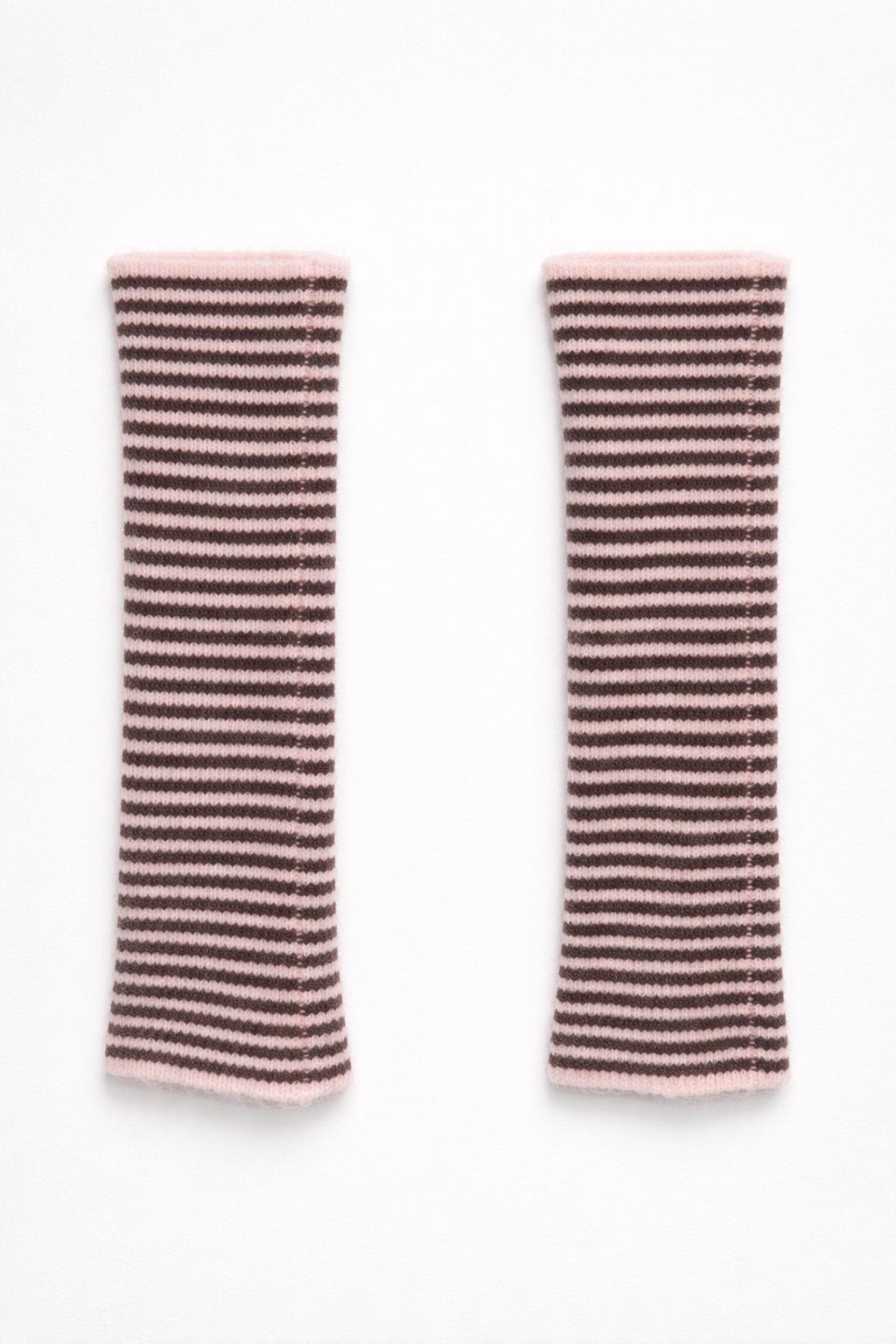 Pink/Red Striped Fingerless Gloves