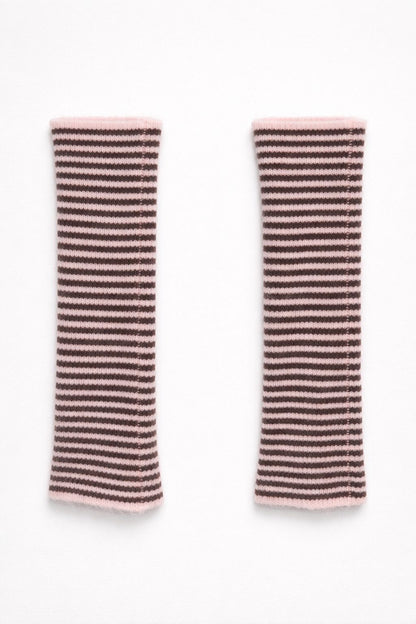 Pink/Red Striped Fingerless Gloves