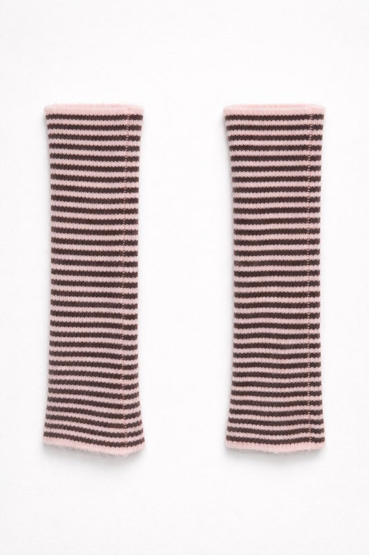 Burgundy/Pink Striped Fingerless Gloves