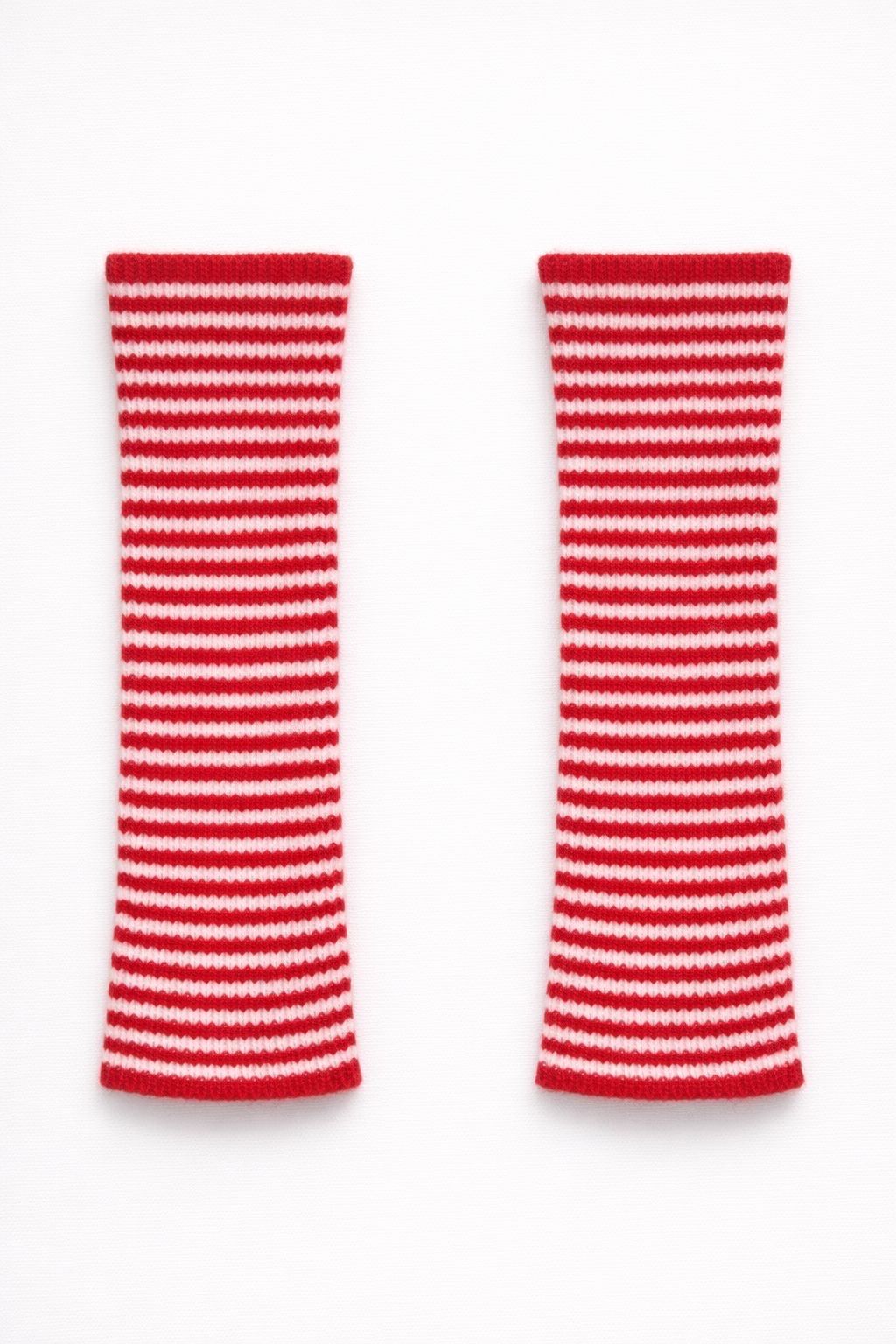 Pink/Red Striped Fingerless Gloves