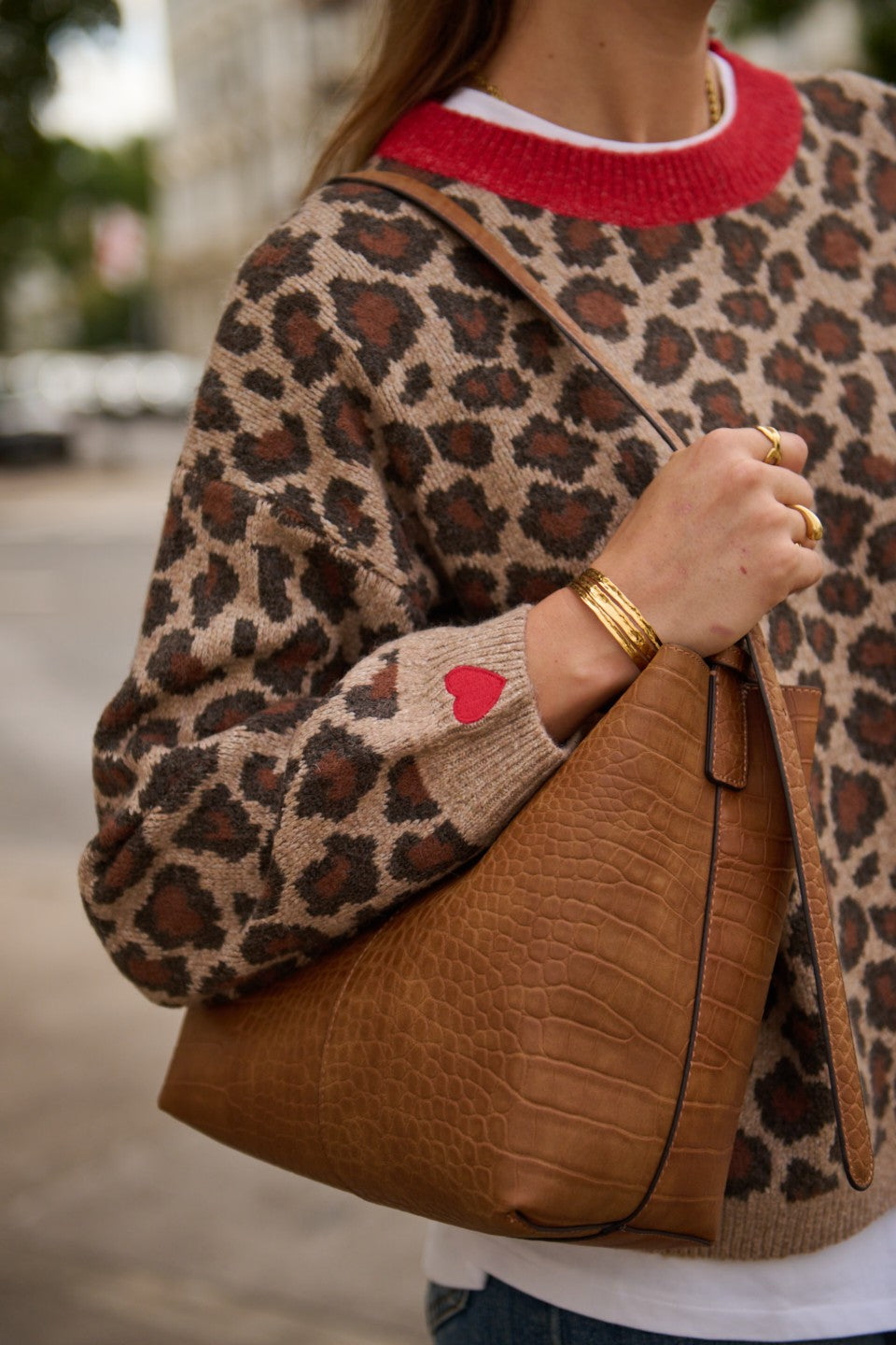Leopard ❤️ Heart Detail Jumper