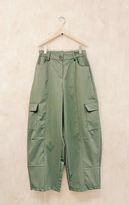 Black Barrel Leg Cargo Trousers