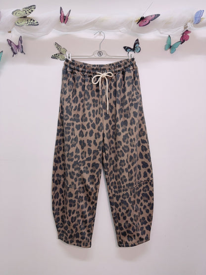 Mocha Leopard Print Barrel Joggers