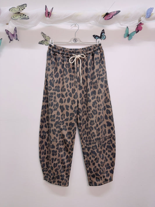 Mocha Leopard Print Barrel Joggers