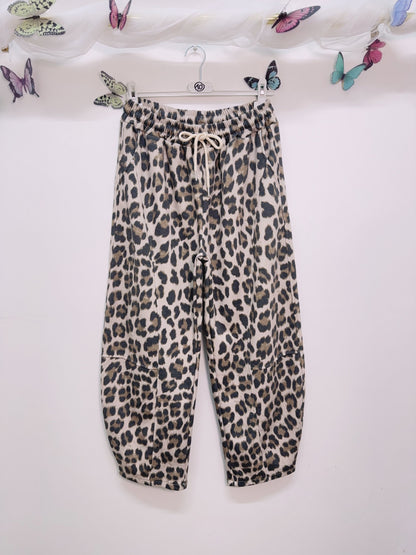 Mocha Leopard Print Barrel Joggers