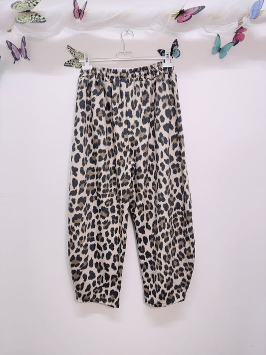 Stone Leopard Print Barrel Joggers