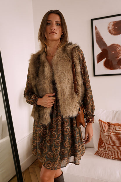 Taupe Faux Fur Gilet