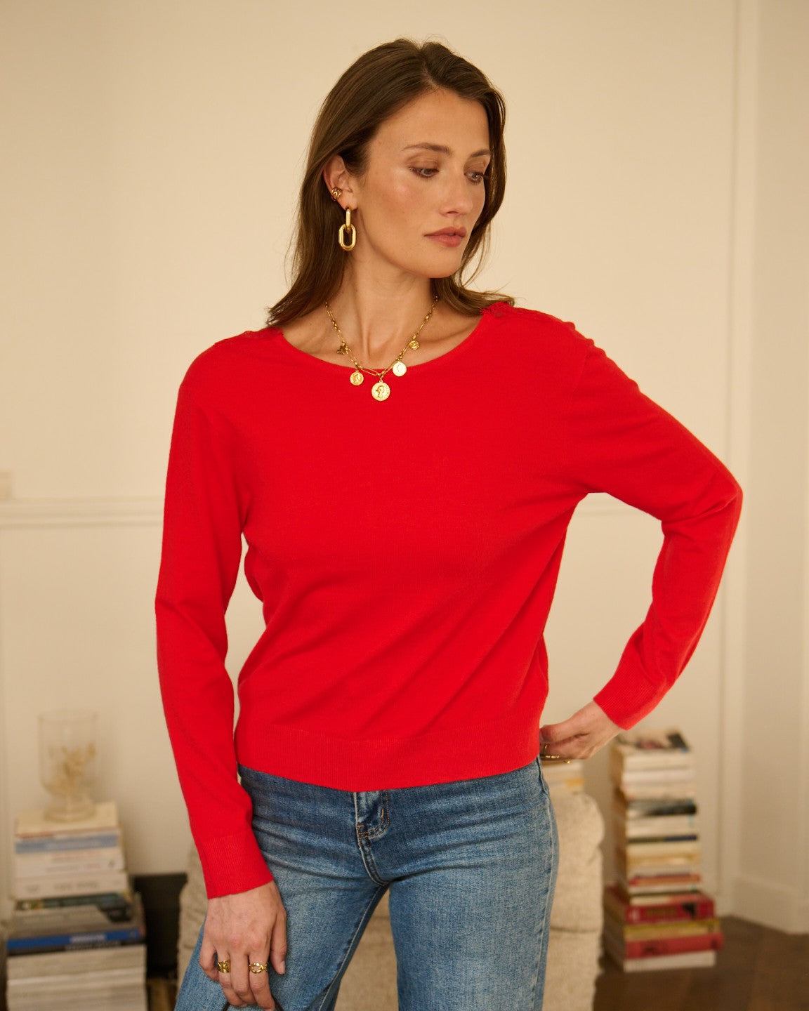 Black Reversible Lace V-Neck Jumper