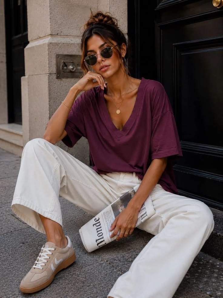 Black Relaxed V-Neck T-Shirt