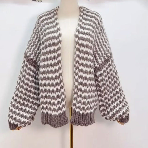 Hot Pink/Red Cosy Stripe Cardigan