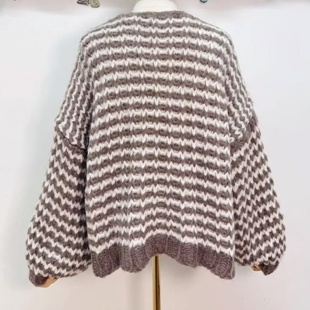 Hot Pink/Red Cosy Stripe Cardigan