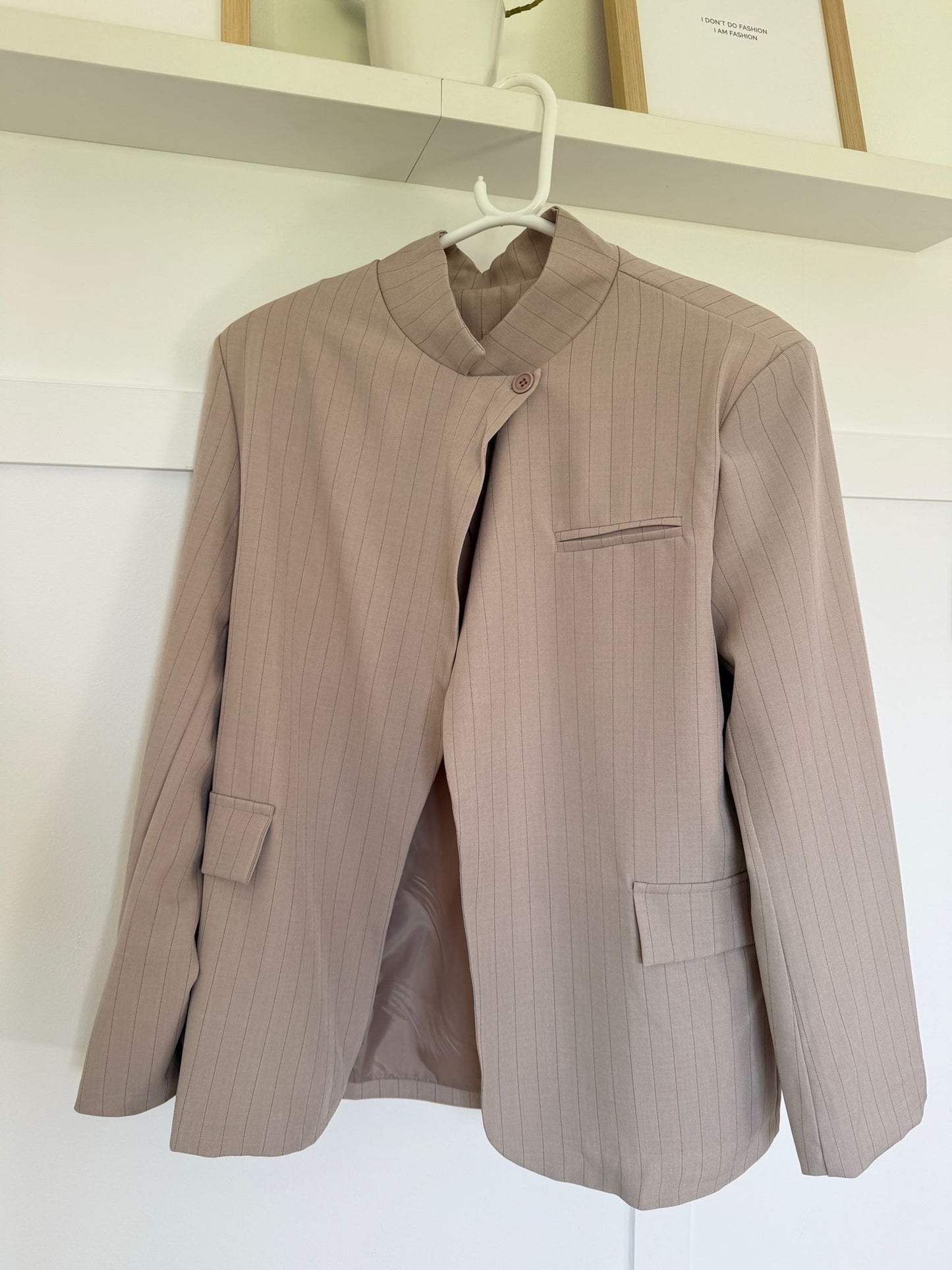 Navy Single Button Pinstripe Blazer