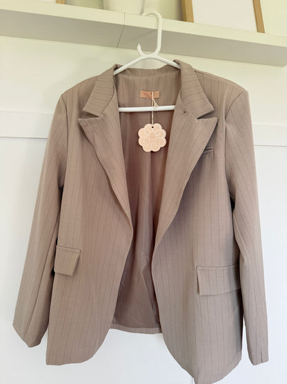 Navy Single Button Pinstripe Blazer