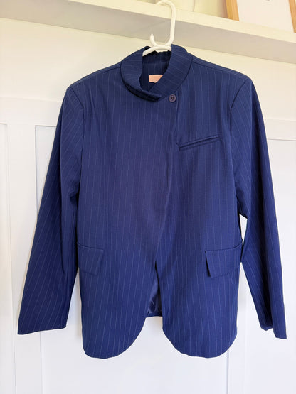 Navy Single Button Pinstripe Blazer