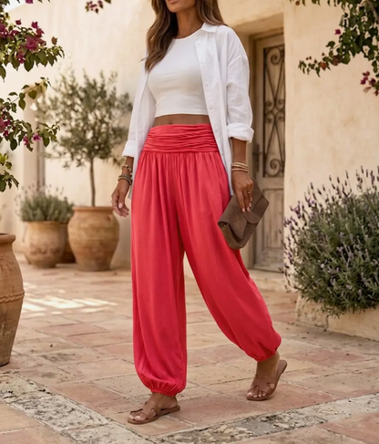 Coral Viscose Balloon Leg Trousers - PRE ORDER