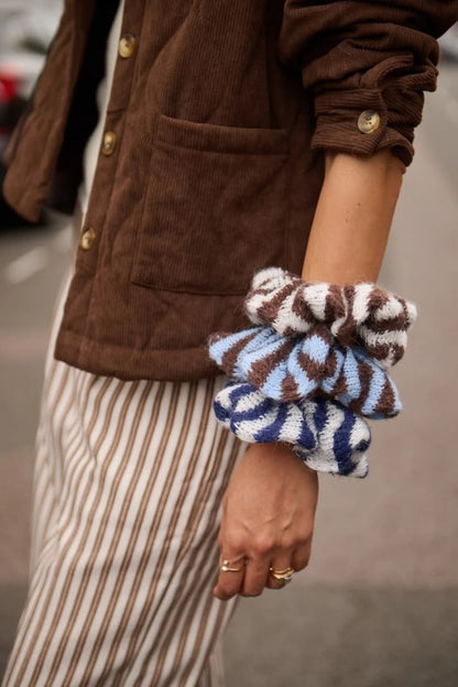 Red/Pink Chunky Stripe Knitted Scrunchie