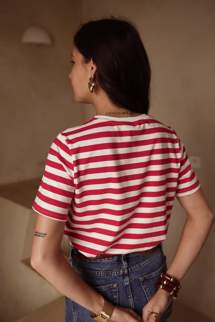 Red/White Stripe Breton T Shirt