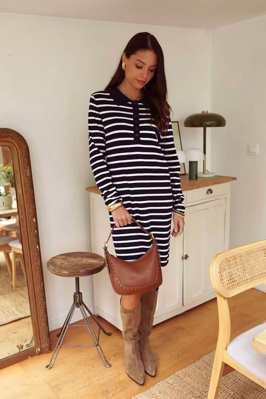 Navy/White Breton Stripe T Shirt Dress