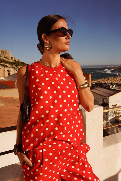 Brown/White Polka Dot Top (Co-ord Avail)