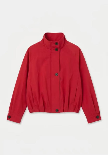 Red Funnel Neck Trench Bomber Jacket