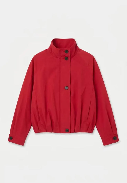Red Funnel Neck Trench Bomber Jacket
