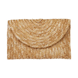 Yellow straw clutch bag