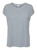 China Blue Stripe Cap Sleeve T Shirt