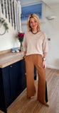 Camel/Black Stripe Wide Leg Trousers