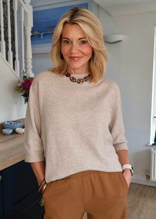 Oatmeal Half Sleeve Jumper