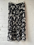 Black/White Large Leopard Pleated Midi Skirt