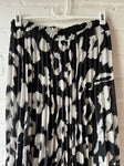 Black/White Large Leopard Pleated Midi Skirt