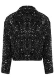 Black Sequin Bomber Jacket