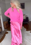 Hot Pink Satin Slip Skirt