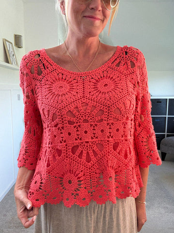 Coral Crochet Top