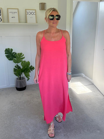 Leopard Print Strappy Cross Back Maxi Dress
