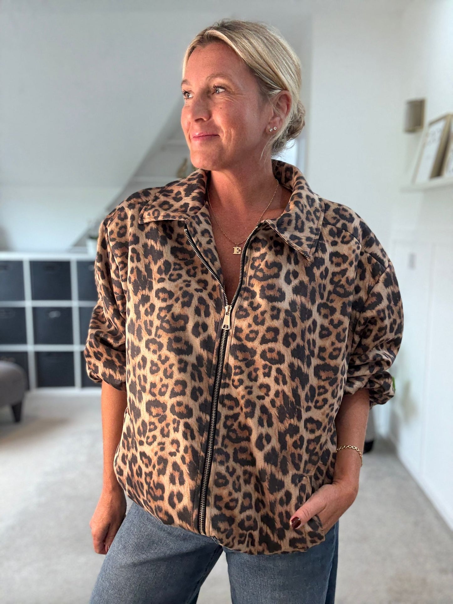 Classic Leopard Print Bomber Jacket
